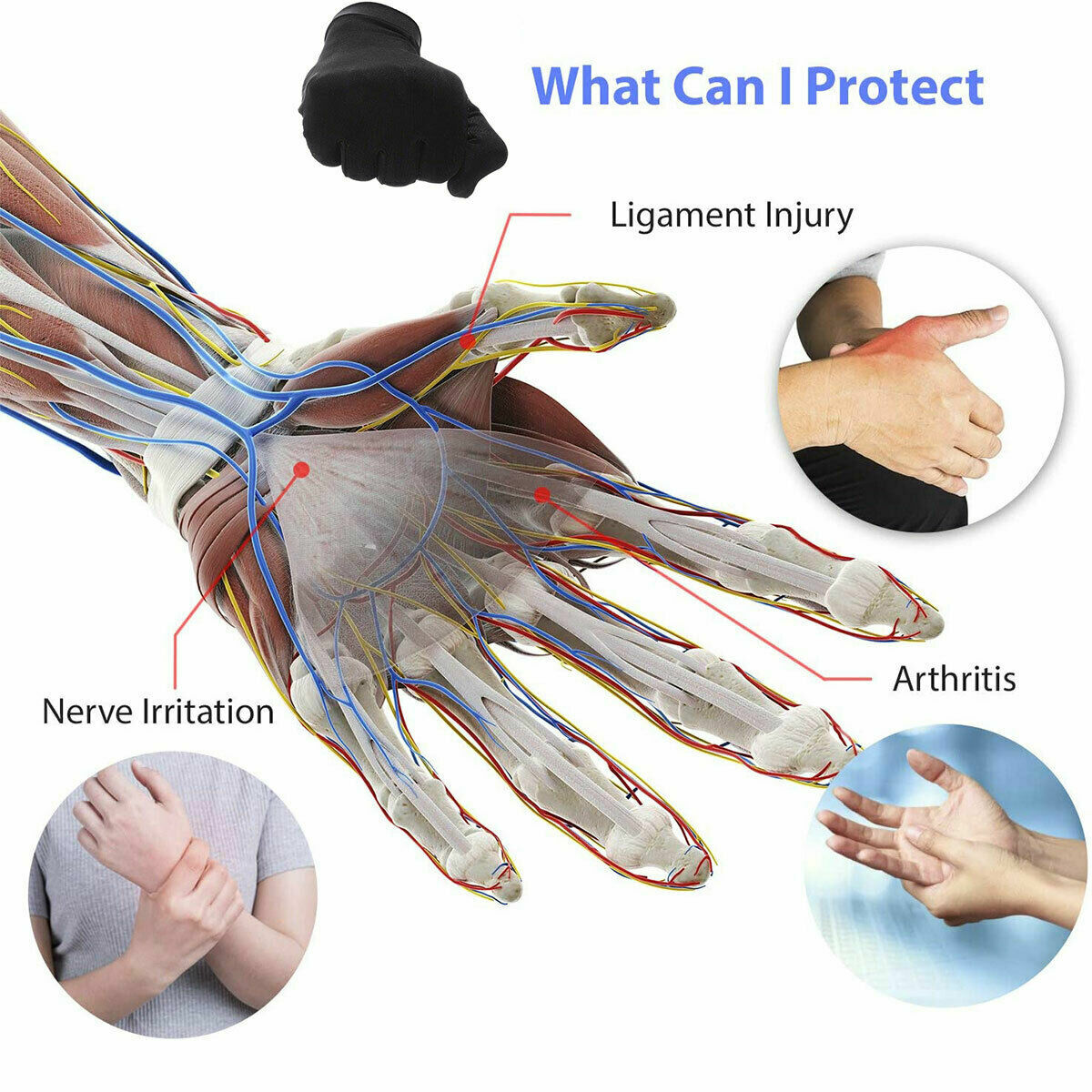 2Pairs Copper Infused Arthritis Compression Gloves Full Finger Joint Pain Relief