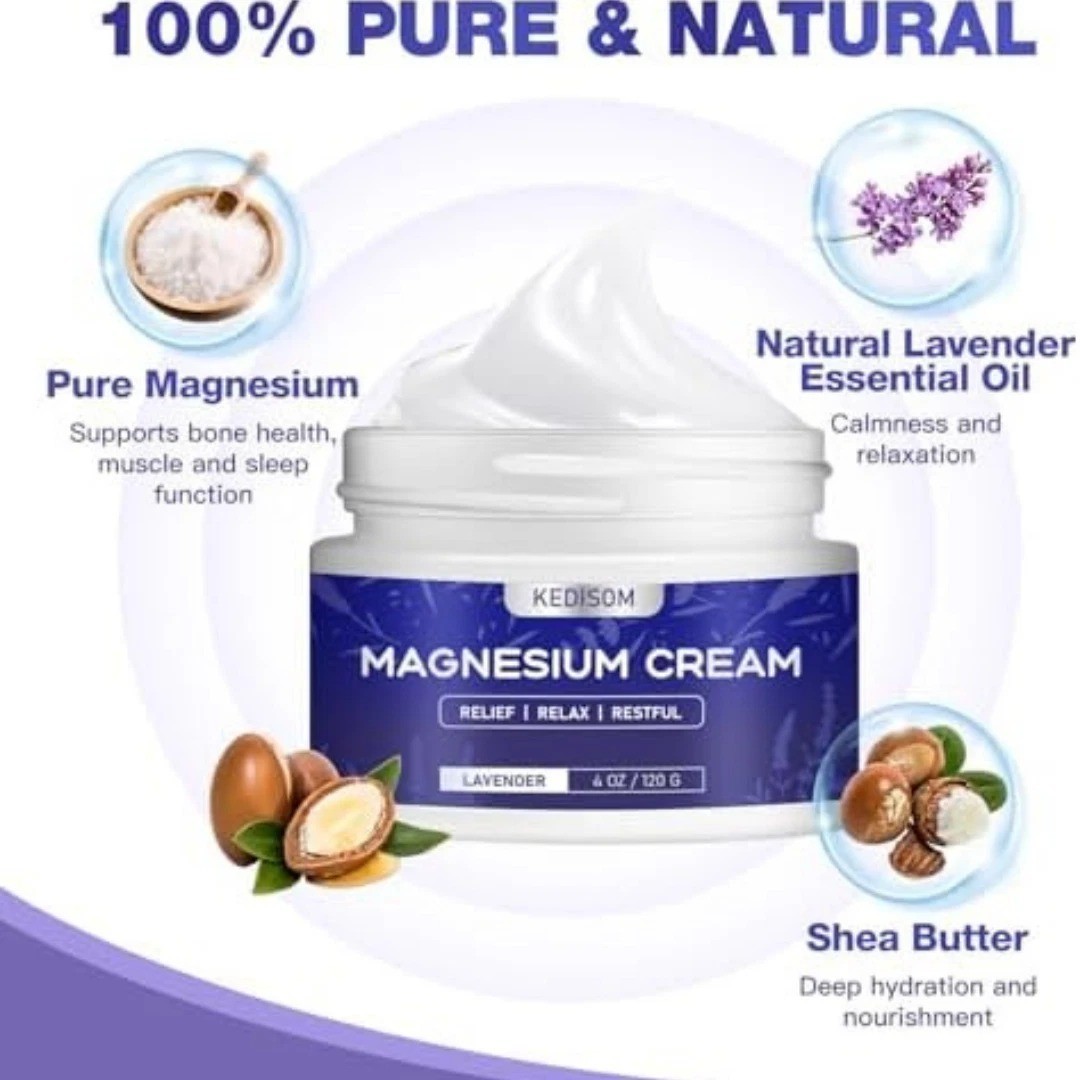 Natural Topical Magnesium Cream for Sleep,Nighttime Magnesium Lotion for Pain an