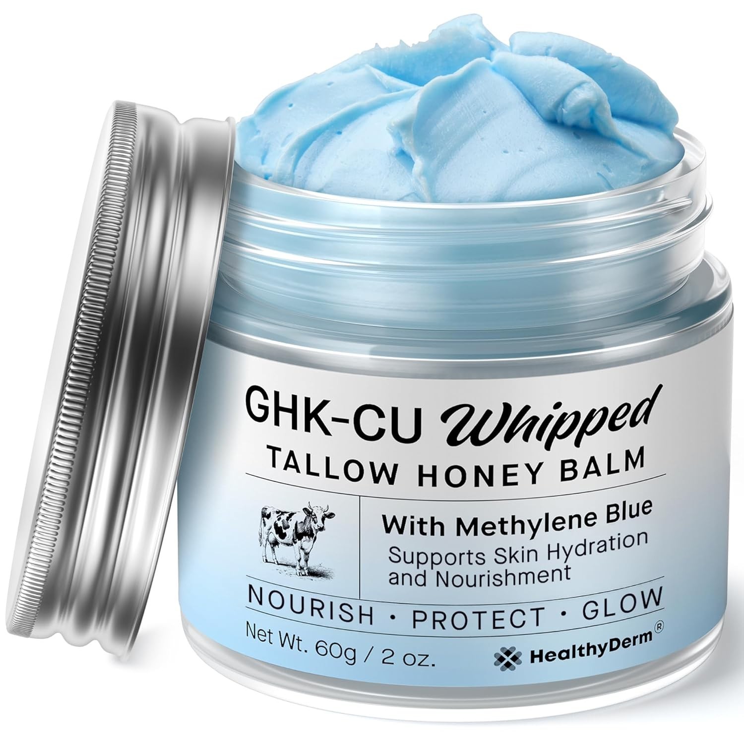 HealthyDerm Copper Peptides GHK-Cu Beef Tallow for Skin Blue Balm with Methyl…
