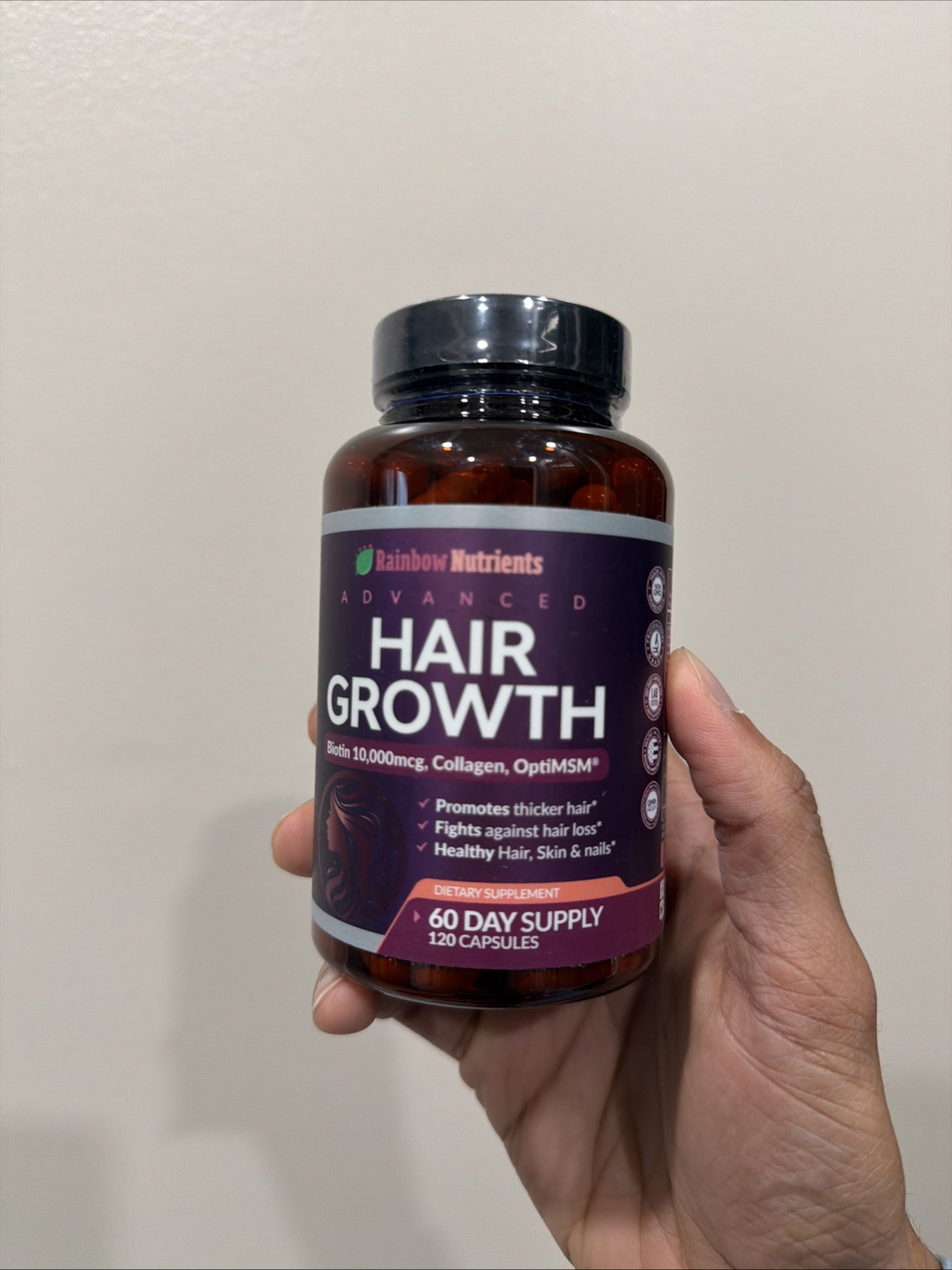 24-in-1 Advanced Hair Growth Vitamins | Biotin 10,000mcg, Collagen 60 Day Supply