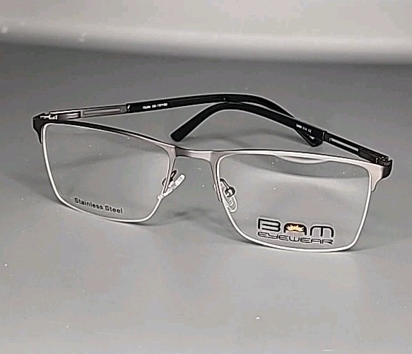 BAM Eyewear 514 Gunmetal Half Rim Stainless Steel Eyeglass Frame 58/19/150