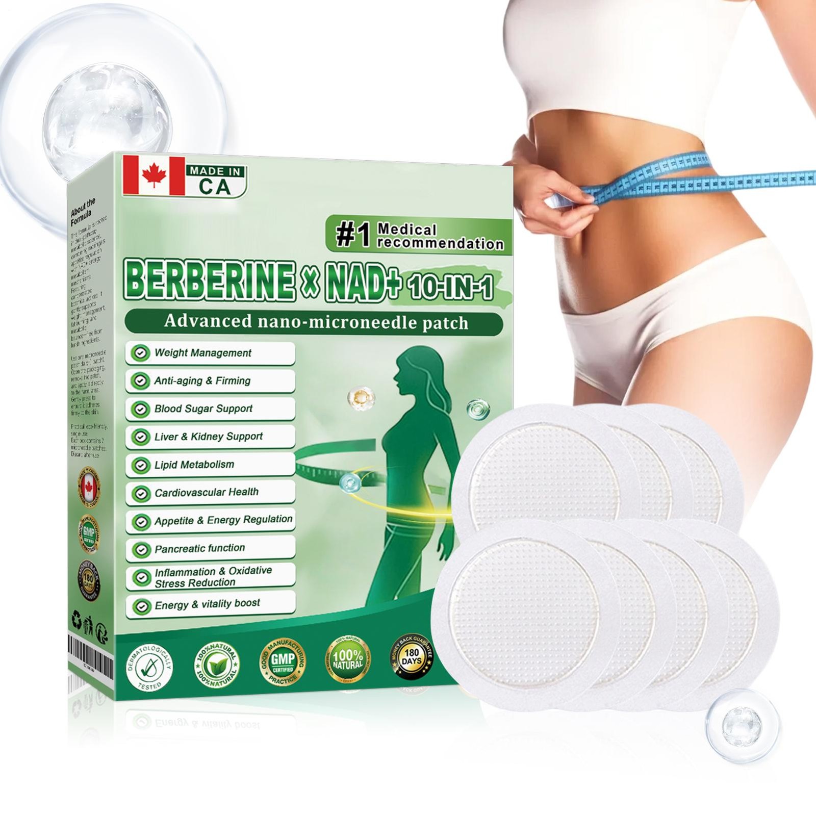 Berberine X N A D + 10 -in -1 Advanced Nano Microneedle Patch