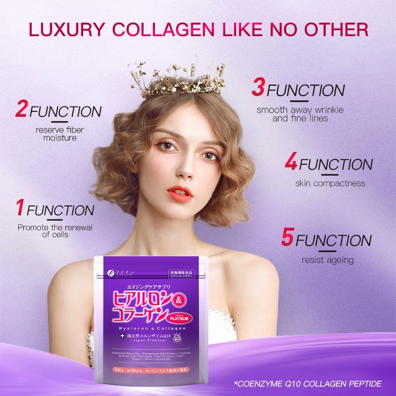 FINE JAPAN Hyaluronic Acid Collagen Coenzyme Q10 Platinum powder skin beauty 1pc