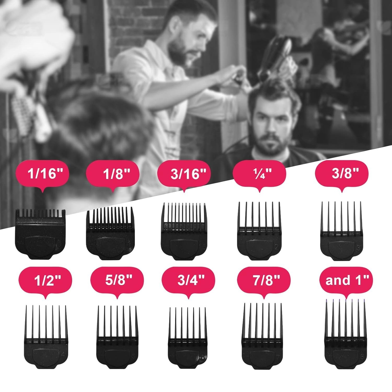 10Pcs Magnetic Clipper Guards Guide Comb for Andis Master Hair Clippers Black