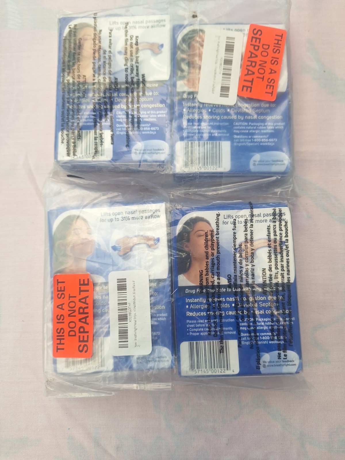 New 4-Pack Breathe Right Original Tan Nasal Strips S/M 30ct Each Box (120 Total)
