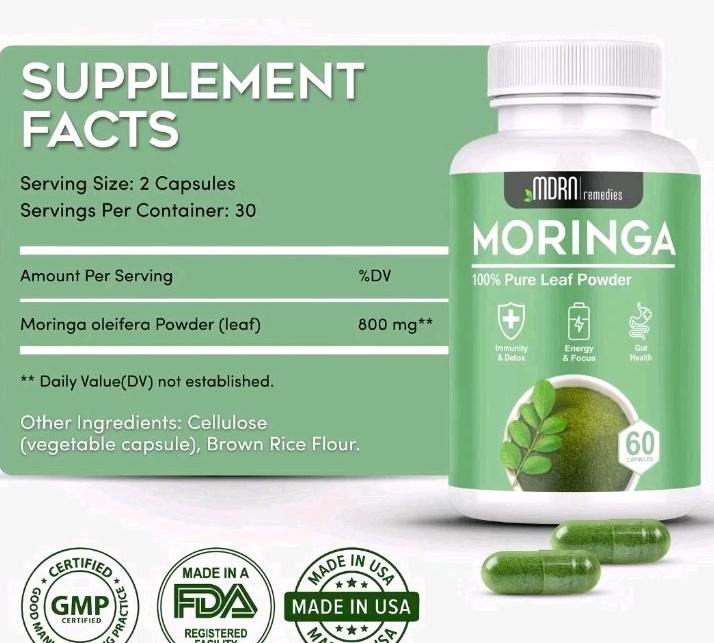 Pure Moringa Energy Gut Detox Cleanse Mood Superfood Antioxidant Greens Non GMO
