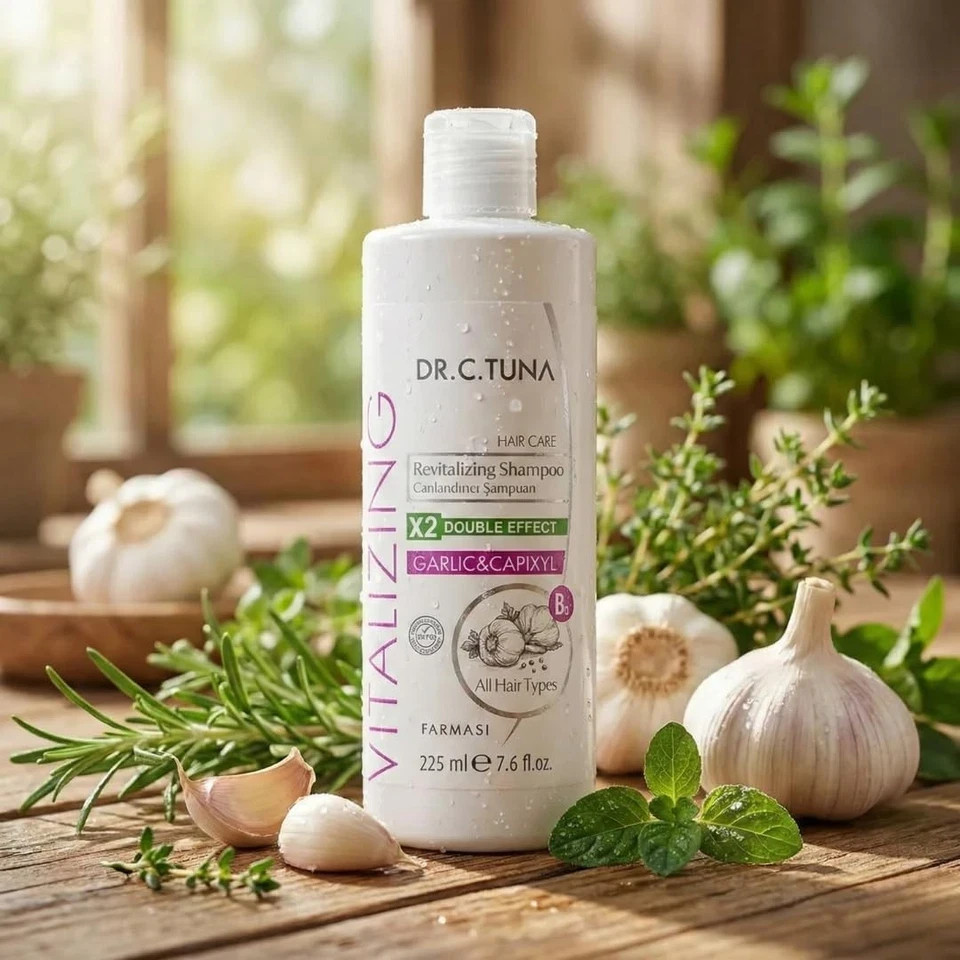Dr. C. Tuna Vitalizing Garlic Shampoo, Nourishing & Strengthening Formula wit…