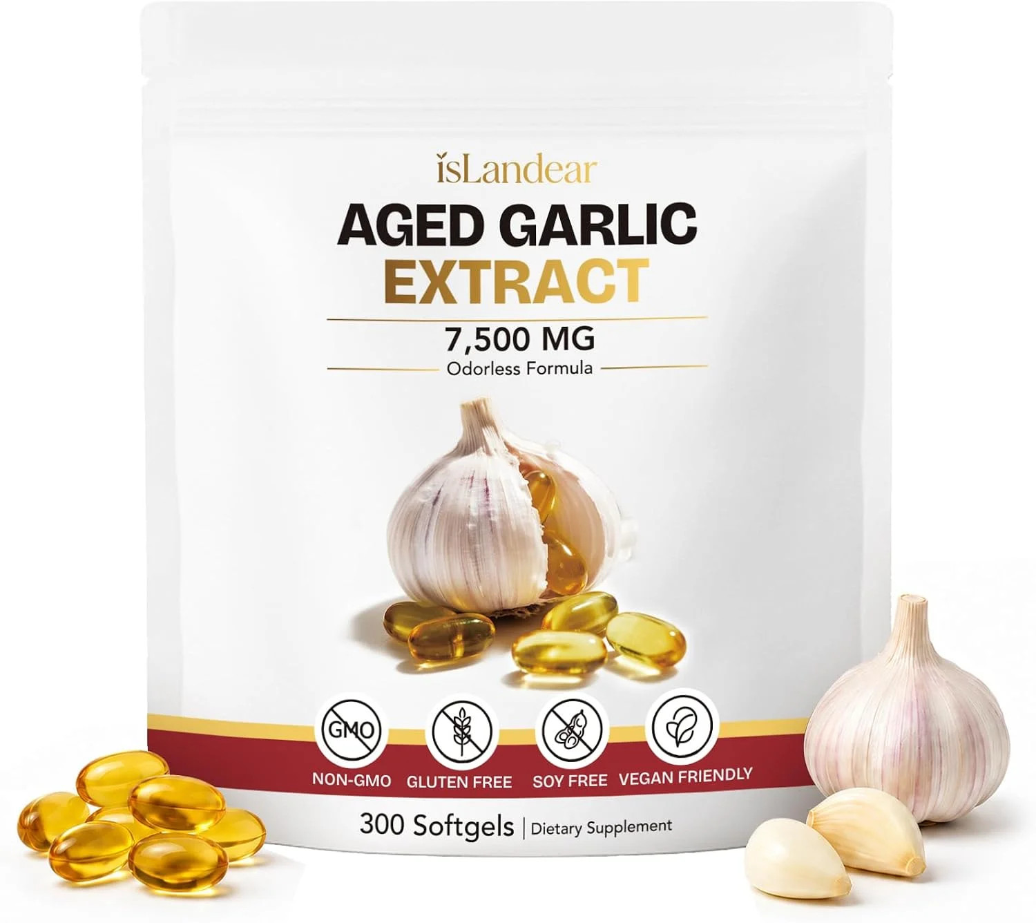 Aged Garlic Extract – 7500mg Odorless, 300 Softgels, Aged Garlic Supplement