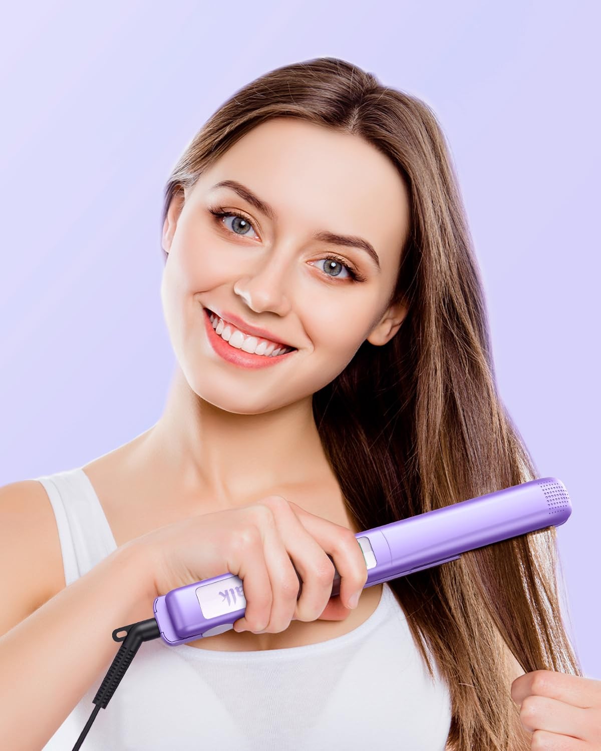 Titanium Flat Iron Hair Straightener, Easy Glide for All Hair Types, Dual Volt
