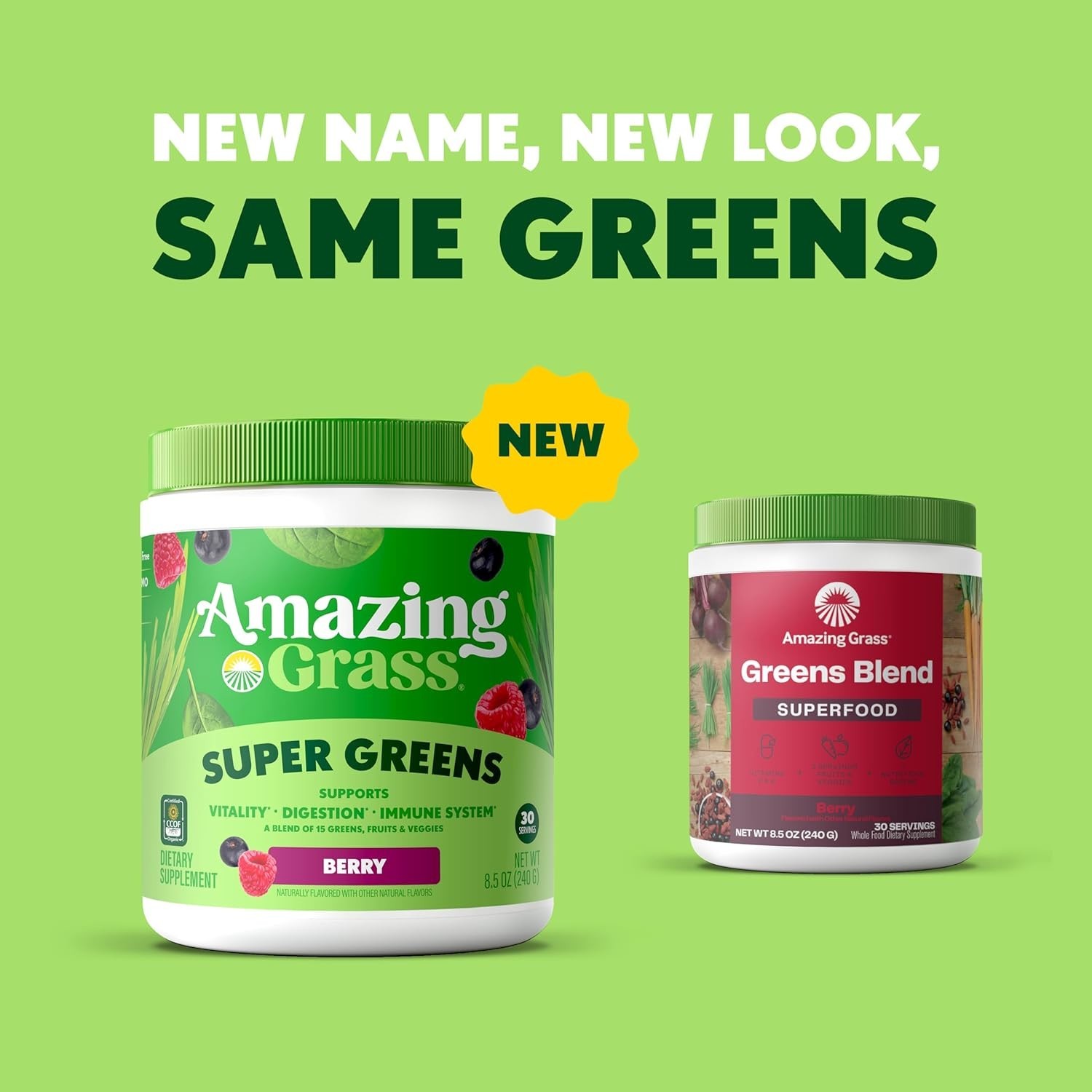 30 Servings Berry-Flavored Organic Superfood Powder with Spirulina & Probiotics