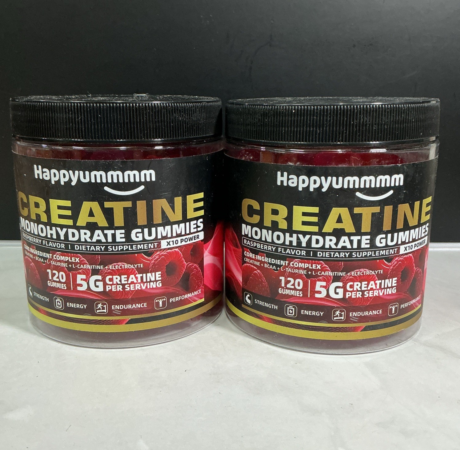 Creatine Monohydrate Gummies (2 PACK) 120ct Raspberry 5000mg Per Serving