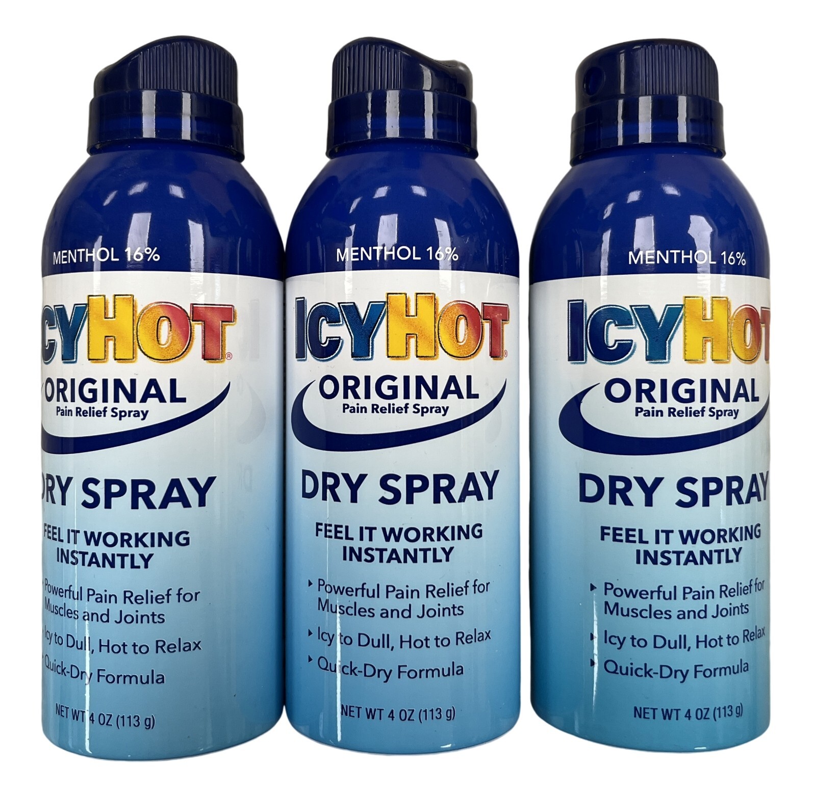 Icy Hot DRY PAIN SPRAY 4oz ( 3 pack ) ^