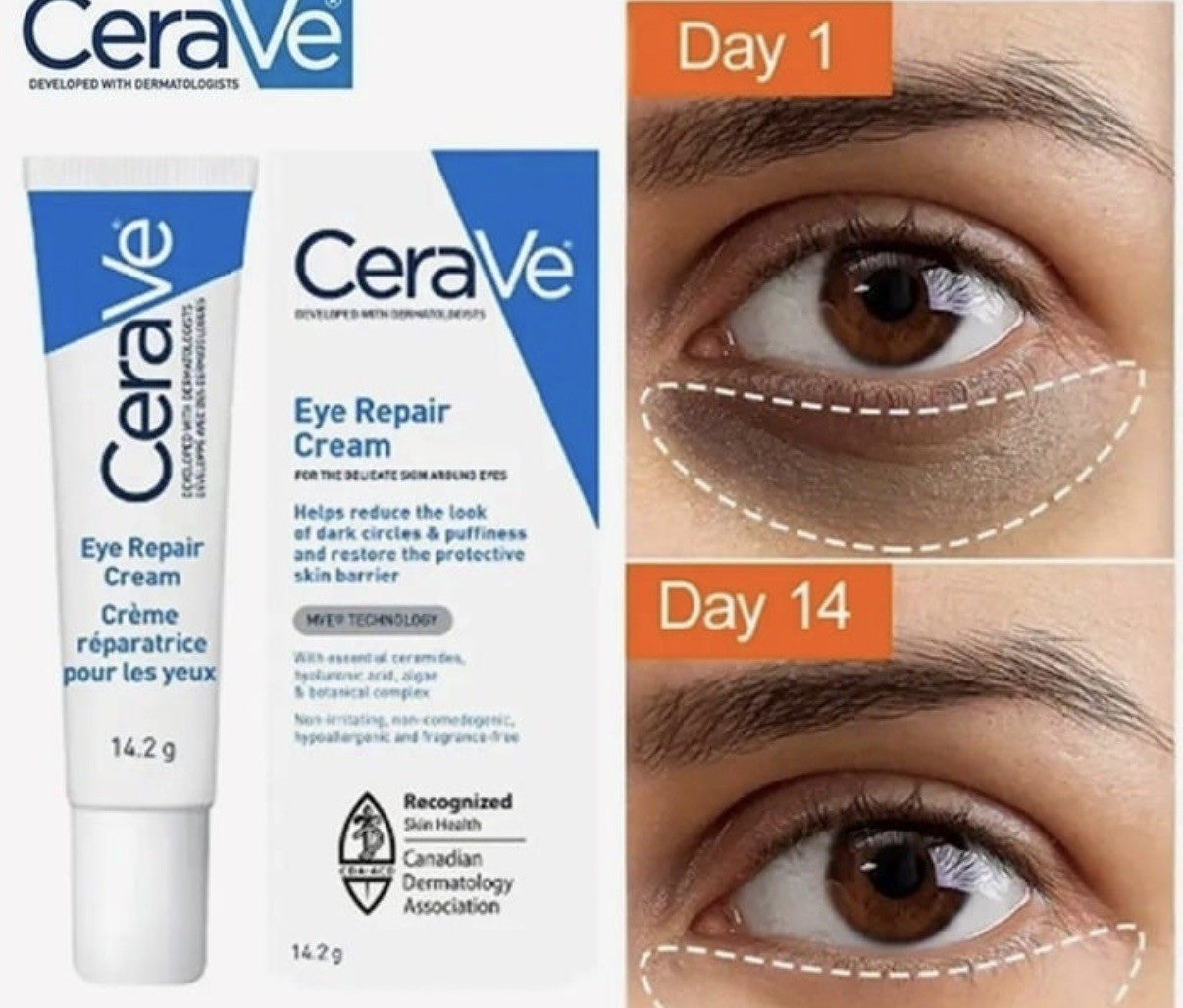 Cerave Nourishing Eye Cream Repair Skin Fade Dark Circles Improve Eyes Puffiness