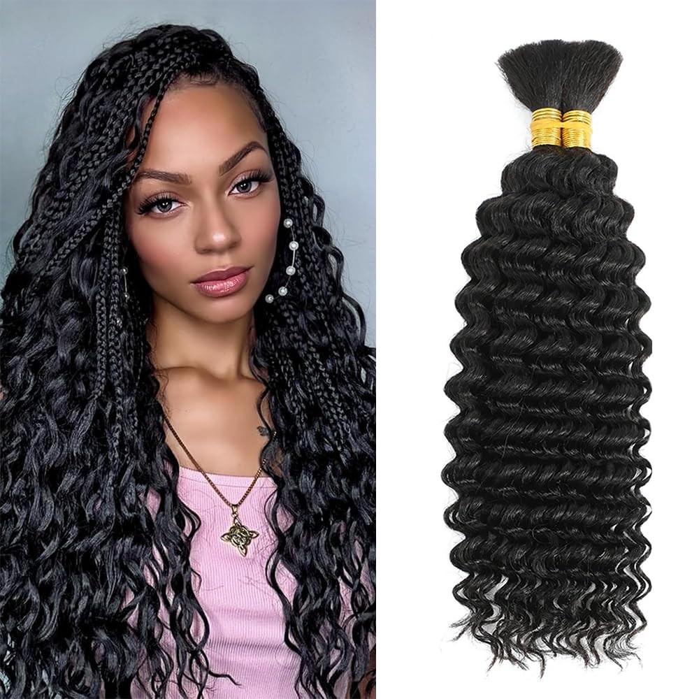 26 26 Inch Natural Black Human Braiding Hair 1B Boho Human Hair for Braiding …
