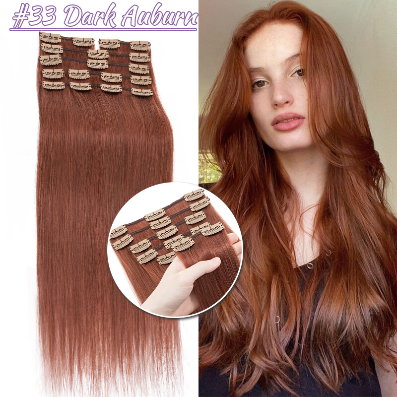 Russian Remy Hair Extensions Clip In 100% Human Hair 8 Pieces 18 Clips Full Head