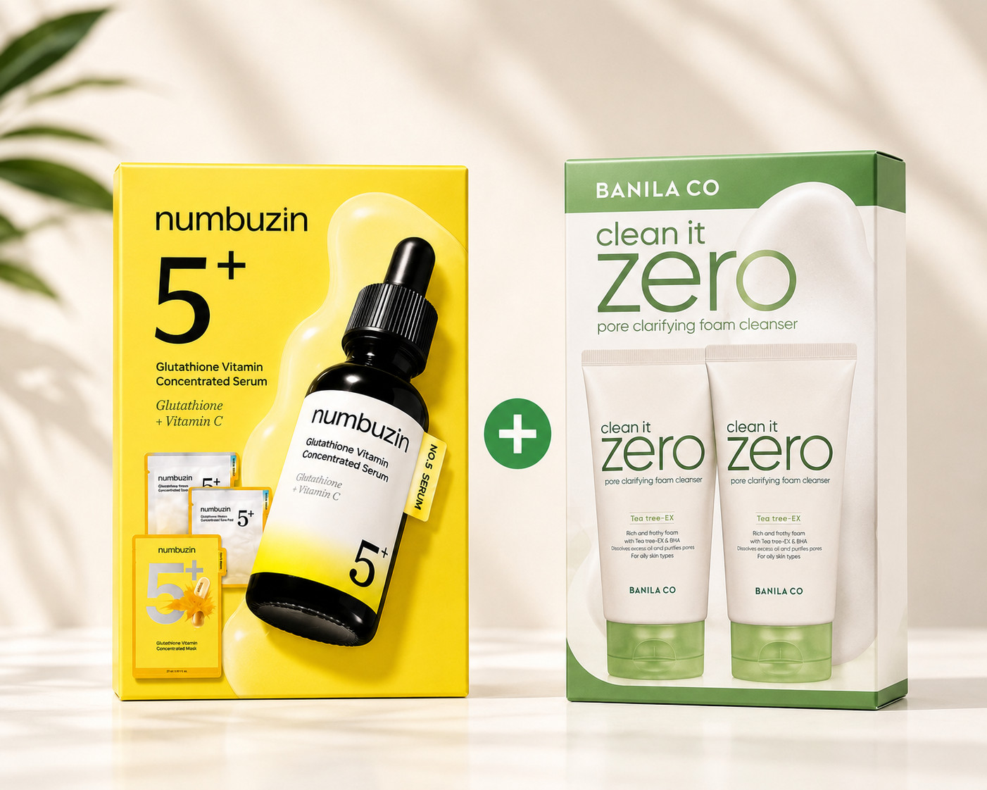 numbuzin No.5 Glutathione Serum + BANILA CO Foam Cleanser K-Beauty Set
