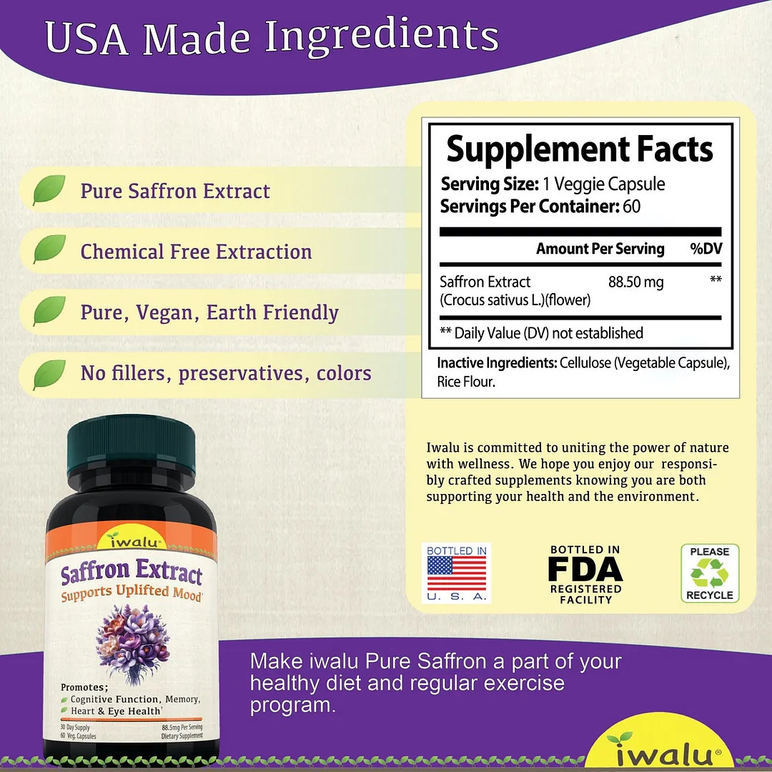 30Mg Saffron | Best Supplement Capsule Pill Men Women FREE SHIP