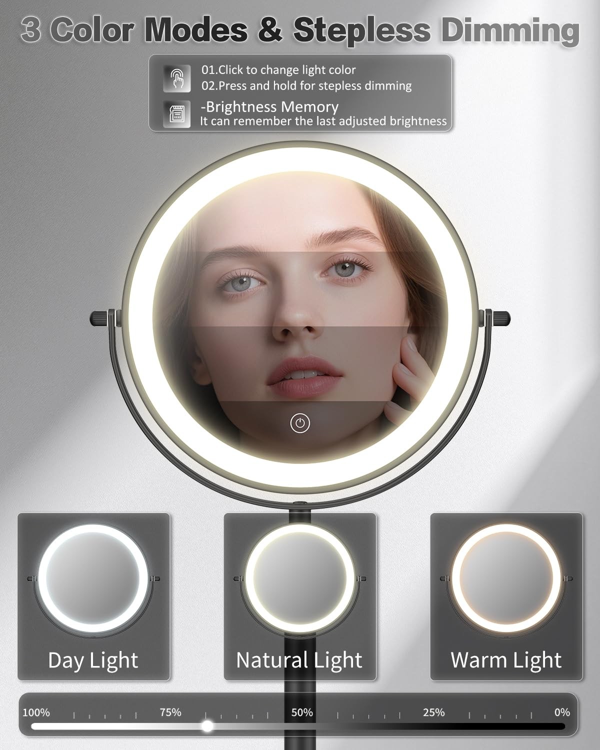 30X/1X Makeup Mirror with Lights, Height Adjustable Lighted Magnifying Vanity…