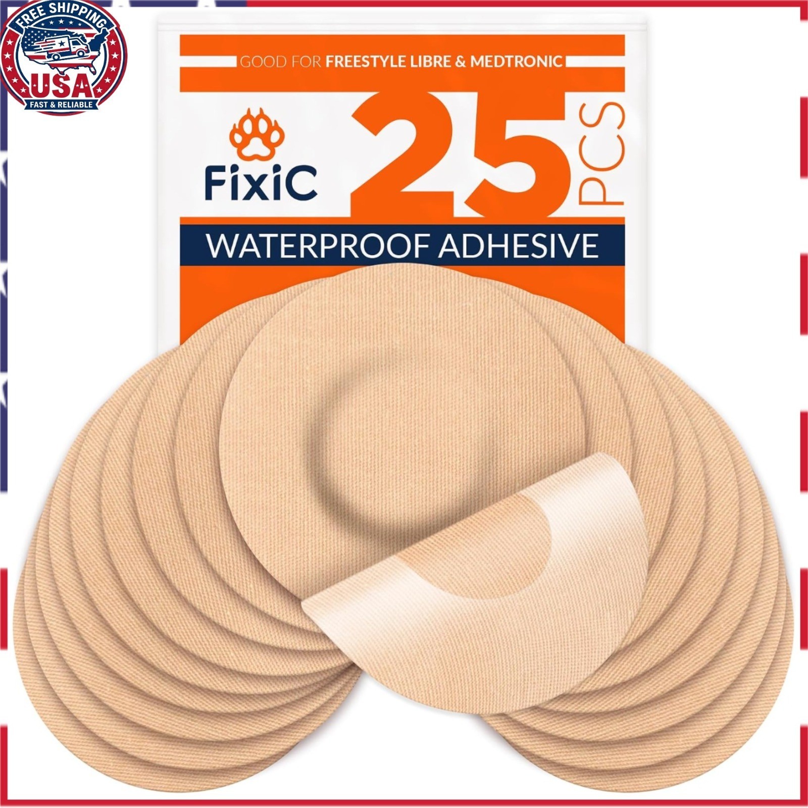 Freestyle Adhesive Patch 25 PCS for Libre, Enlite, Guardian, Waterproof