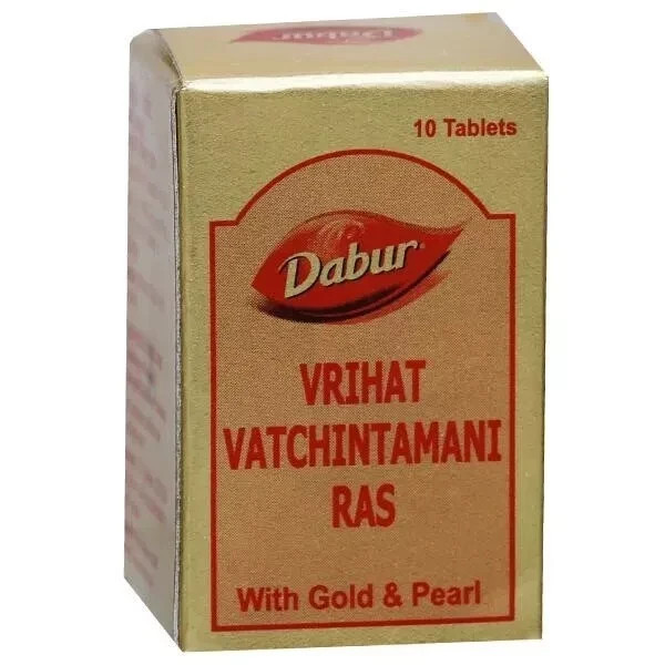 Dabur Vrihat Vatchintamani Ras with Gold and Pearl Herbal Tablets – 10 Tabs