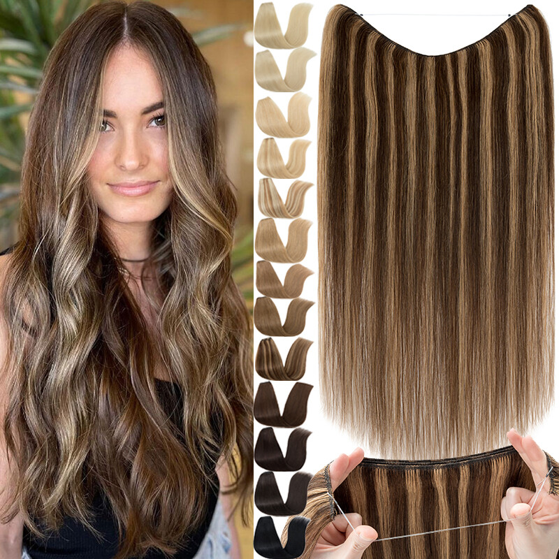 100% Remy Human Hair Extensions Wire Clip in Secret Ring One Piece Weft Headband