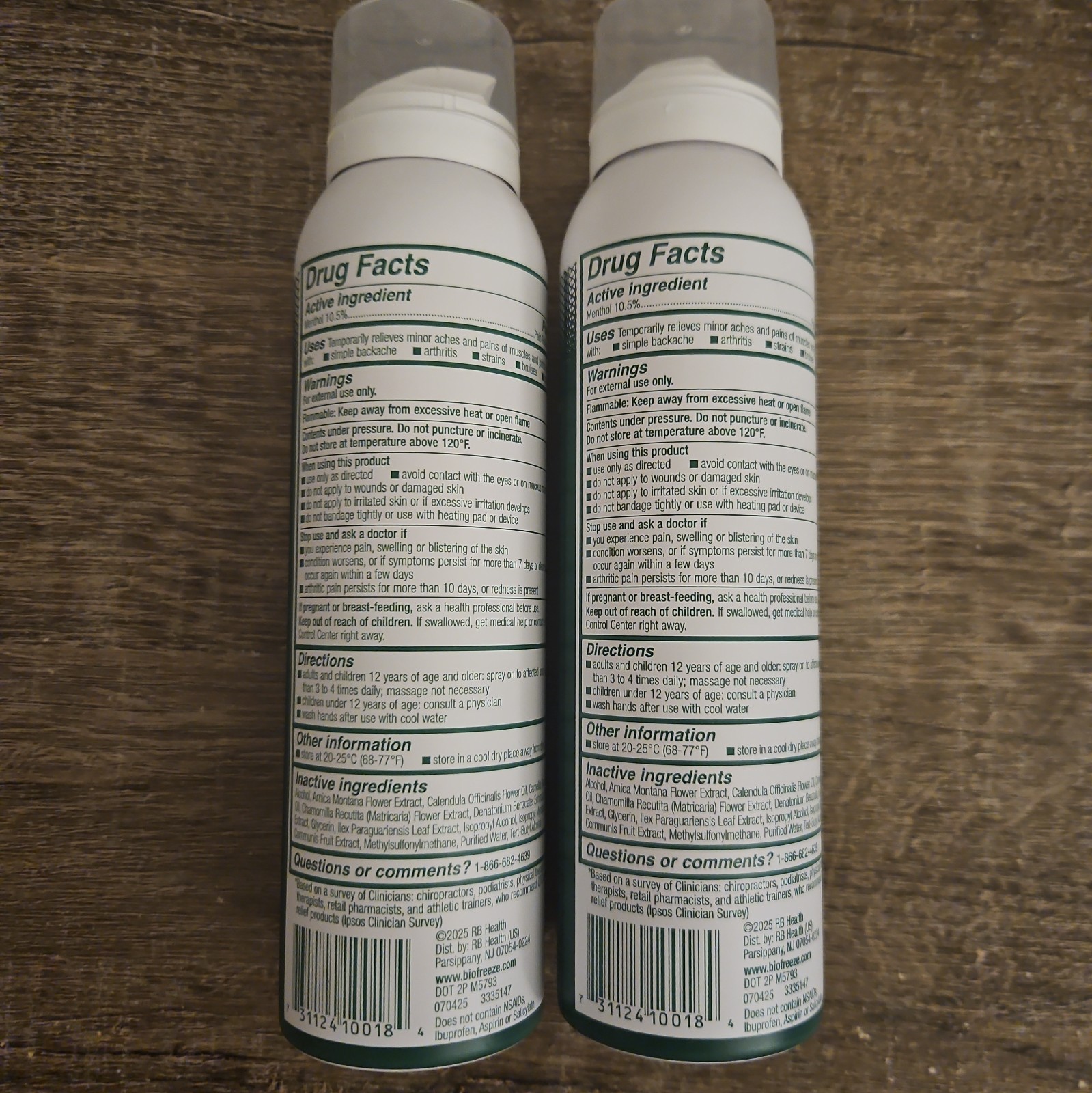 Biofreeze Cool The Pain Relief Menthol Relieving Spray X2 Exp 06/2027+