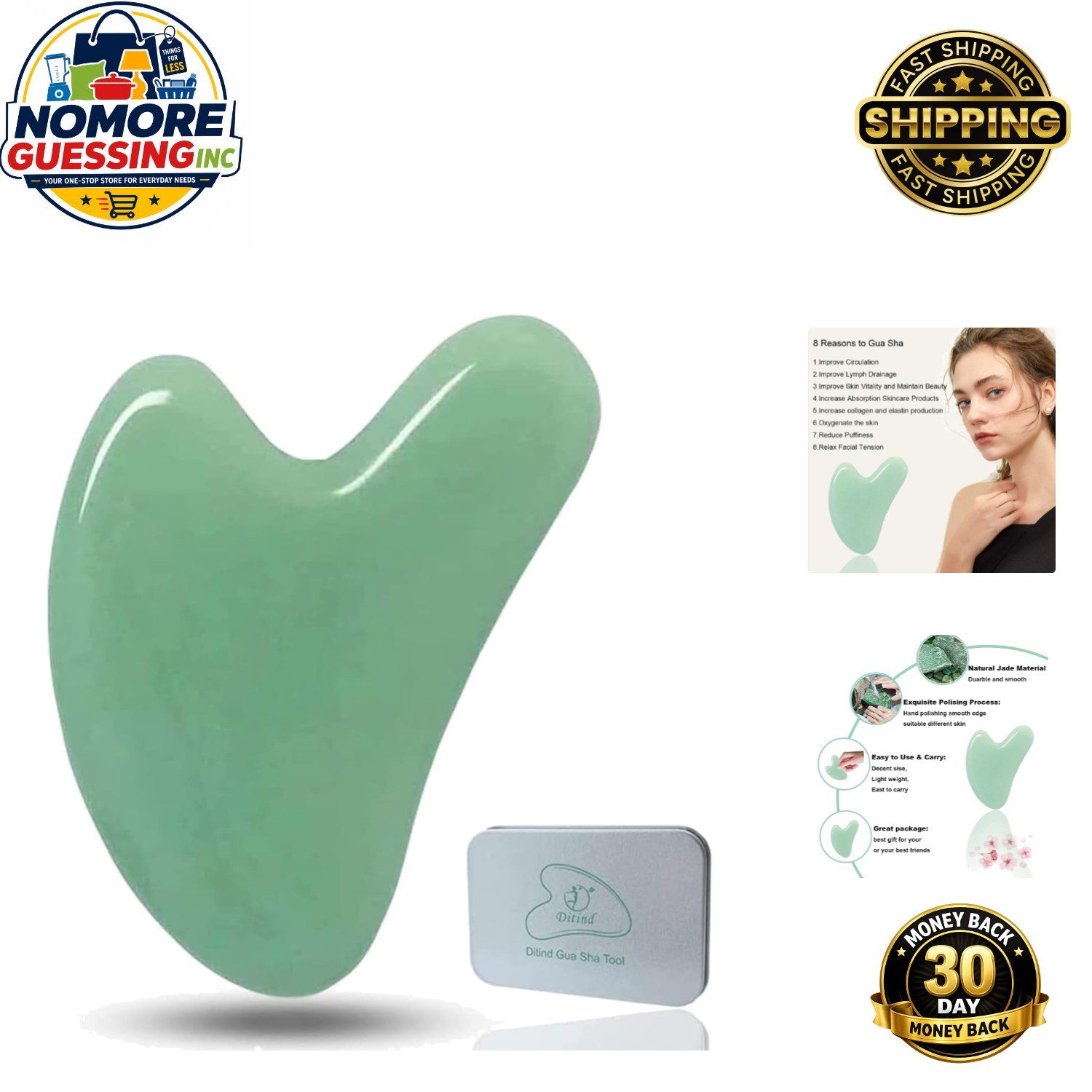 Gua Sha Jade Massage Tool: All-Natural Facial & Body Treatment for Ageless Skin