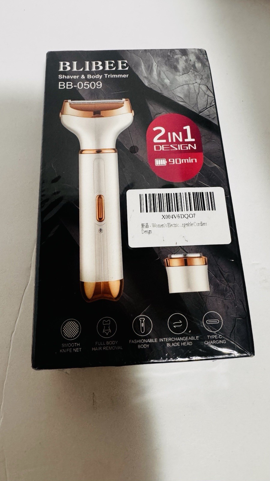 BLIBEE BB-0509 2-in-1 Body Trimmer Shaver USB Rechargeable Cordless, Gold