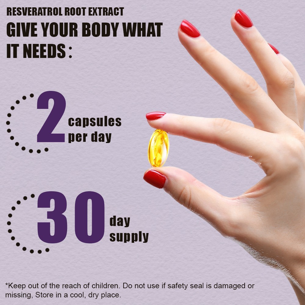 Resveratrol 60 Caps – Premium Root Extract for Anti-Aging & Heart Health