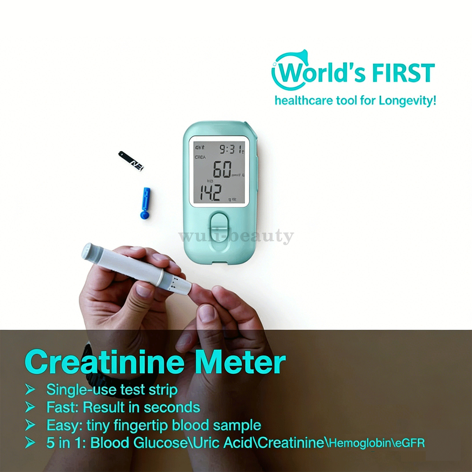 Kidney Function Monitoring Kit – Home Blood Creatinine Meter with 25 Test Strips
