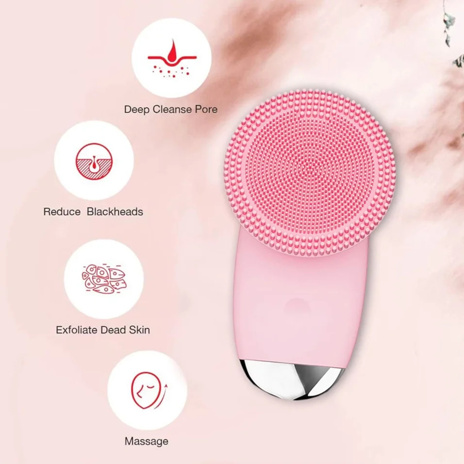Waterproof Electric Facial Cleansing Brush Silicone Rechargeable Introducer Beau