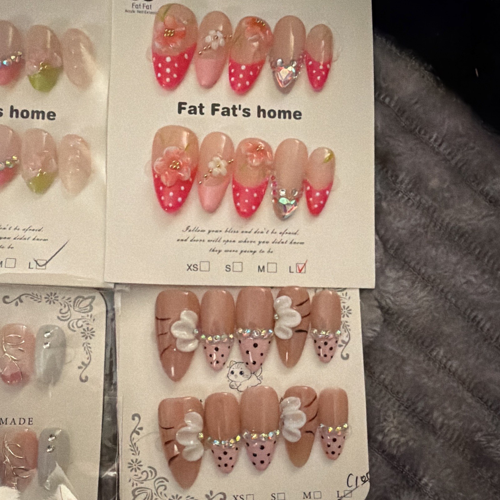 Press-On Nails Lot Square 3D Multicolor Pre-Designed Size Large