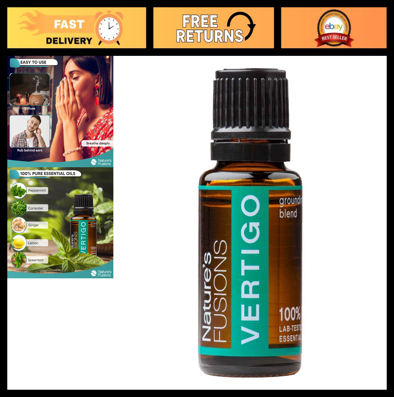 Ginger & Peppermint Essential Oil Blend for Fast Motion Sickness & Nausea Relief