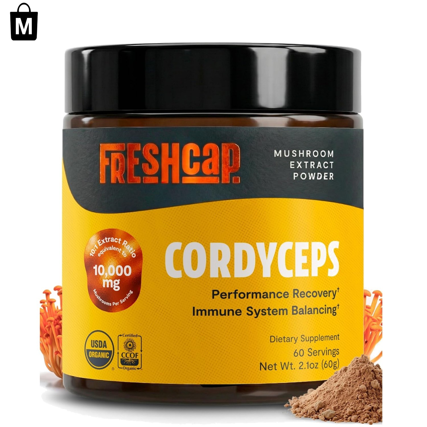 Cordyceps 10:1 Extract Mushroom Powder – Boost Energy & Endurance, 60 Servings