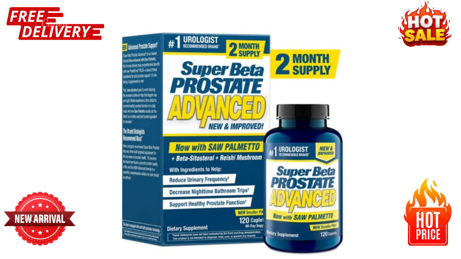 Super Beta Prostate Advanced with Saw Palmetto 120 Capsules Free Shipping