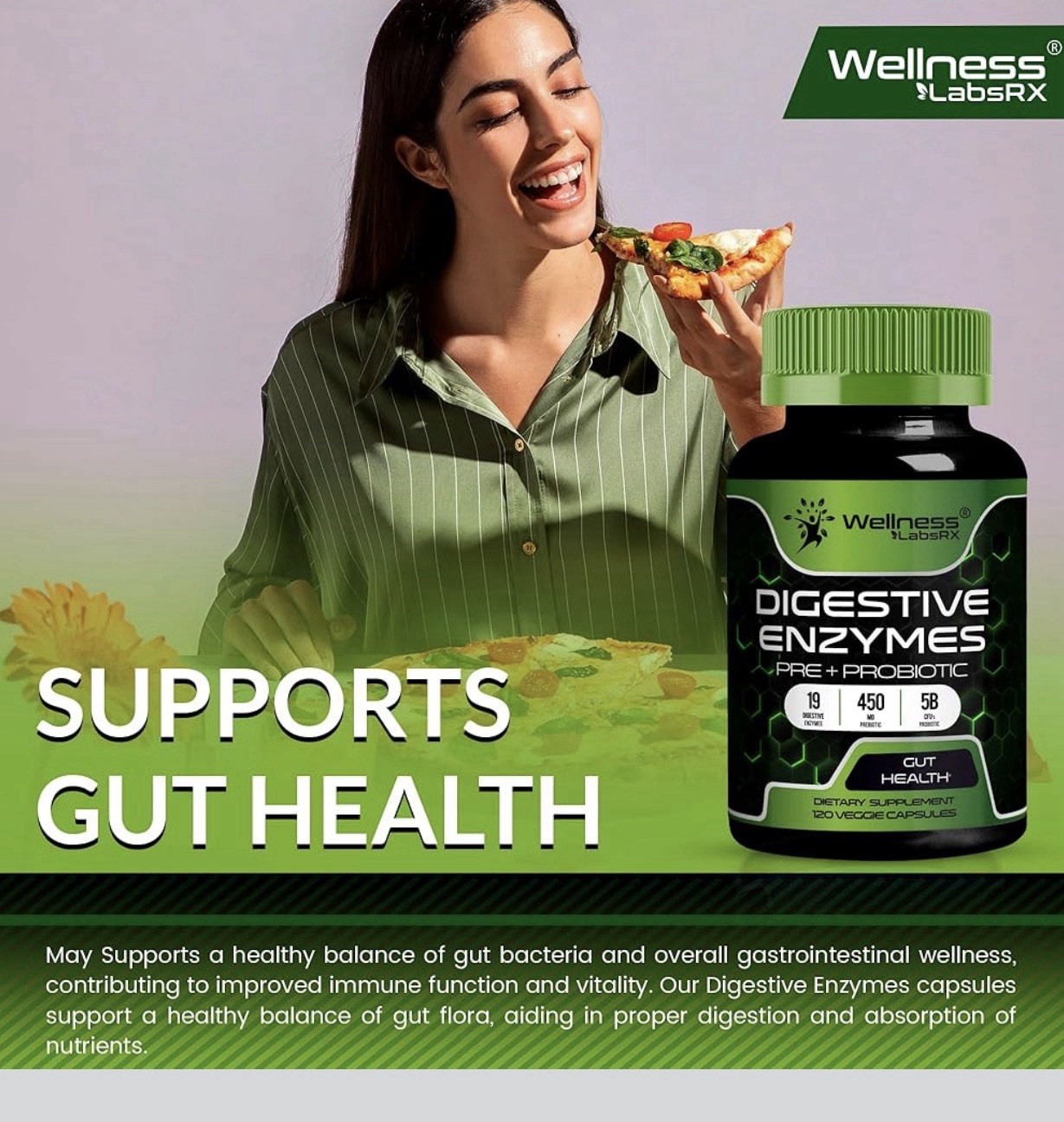 Digestive Enzymes with Probiotics and Prebiotics 450mg, 120, exp 07/26