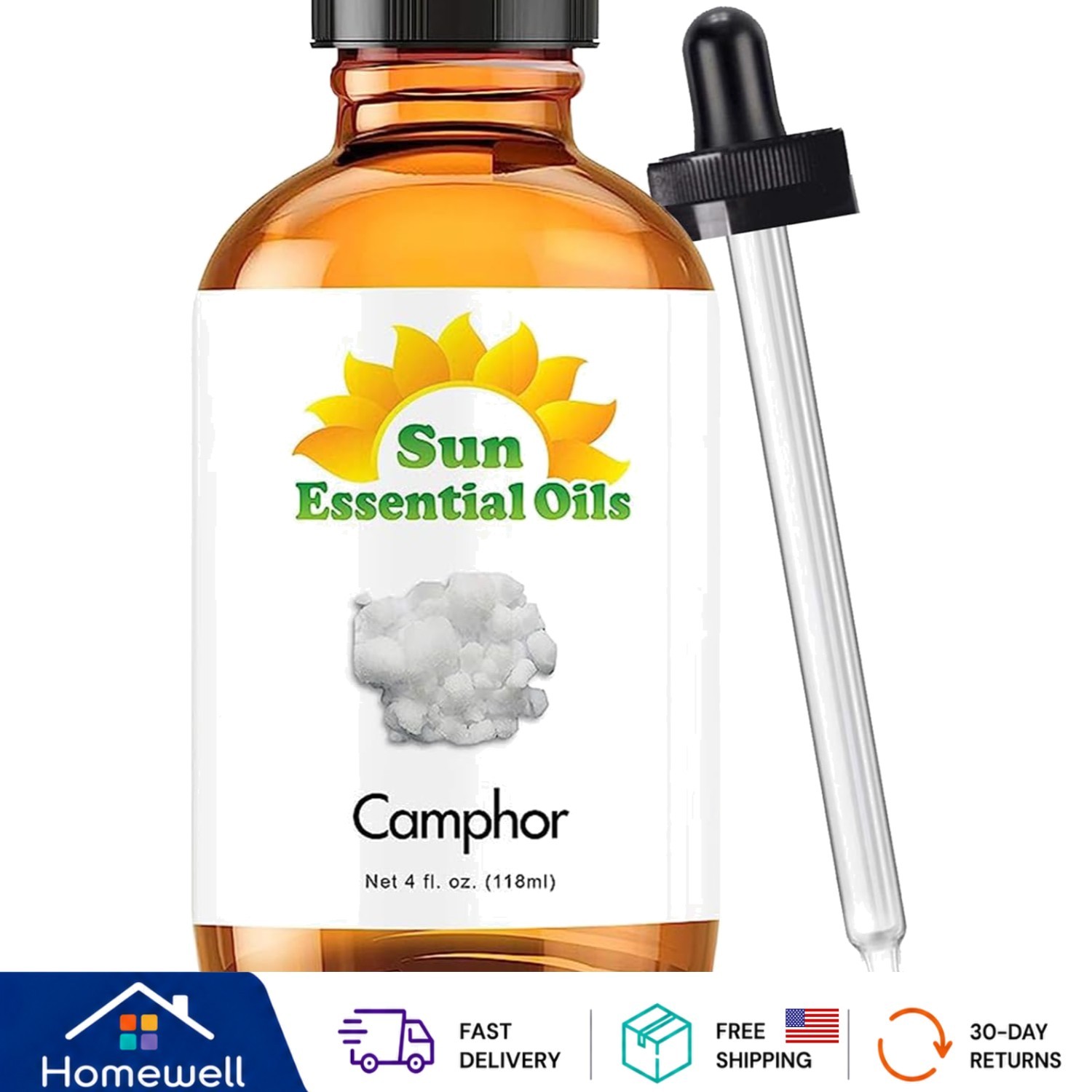 Large 4 Fluid Ounces of Camphor Oil – Perfect for Relaxation & DIY Projects