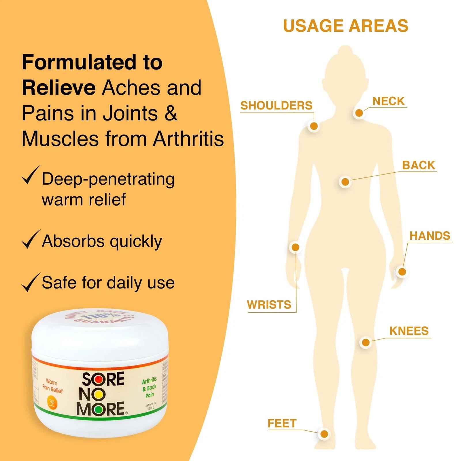Sore No More Warm Arthritis Pain Relief Cream – Targeted Reliever for Back Ne…