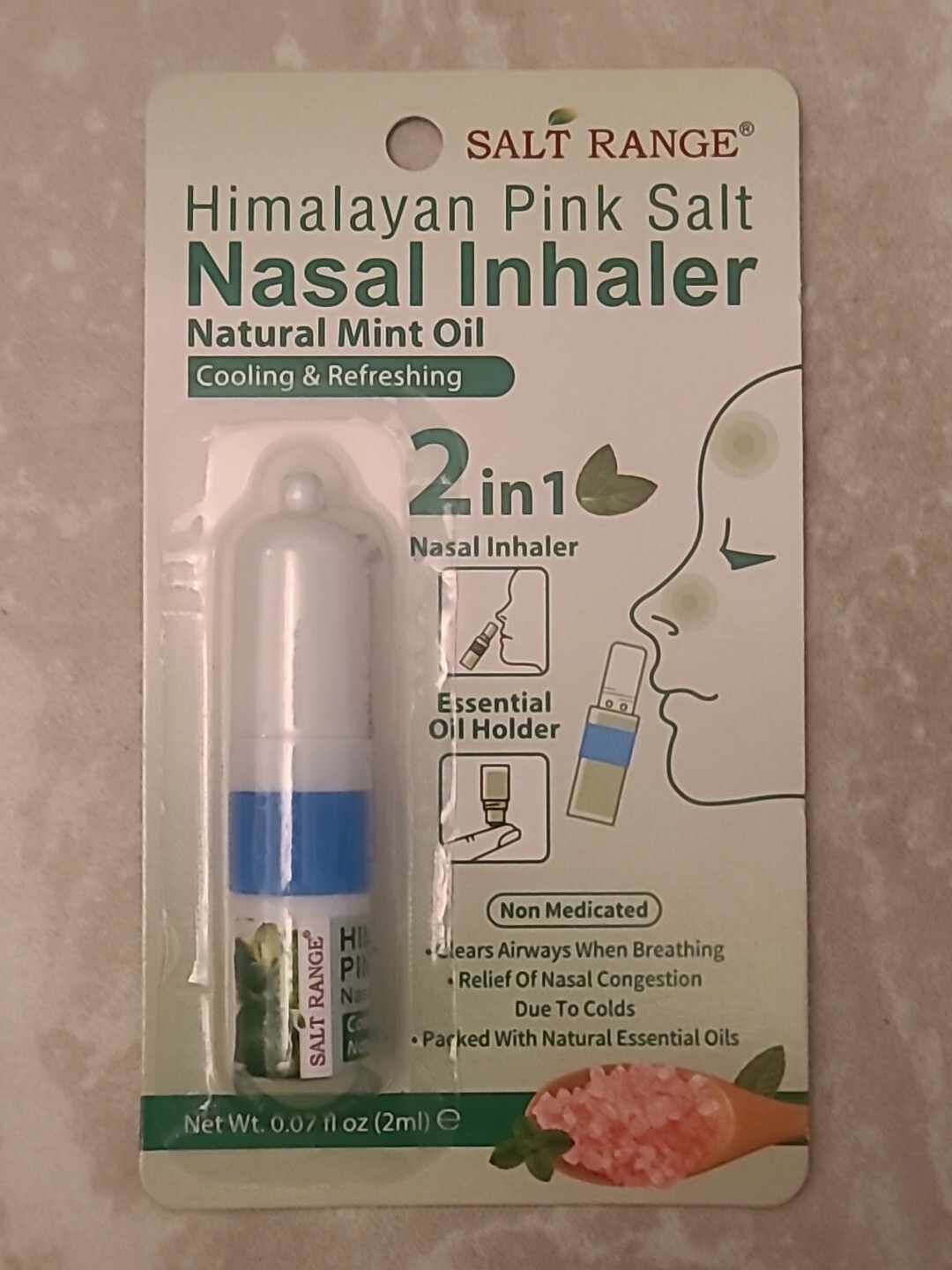 Salt Range Himalayan Pink Salt Nasal Inhaler Natural Mint Oil