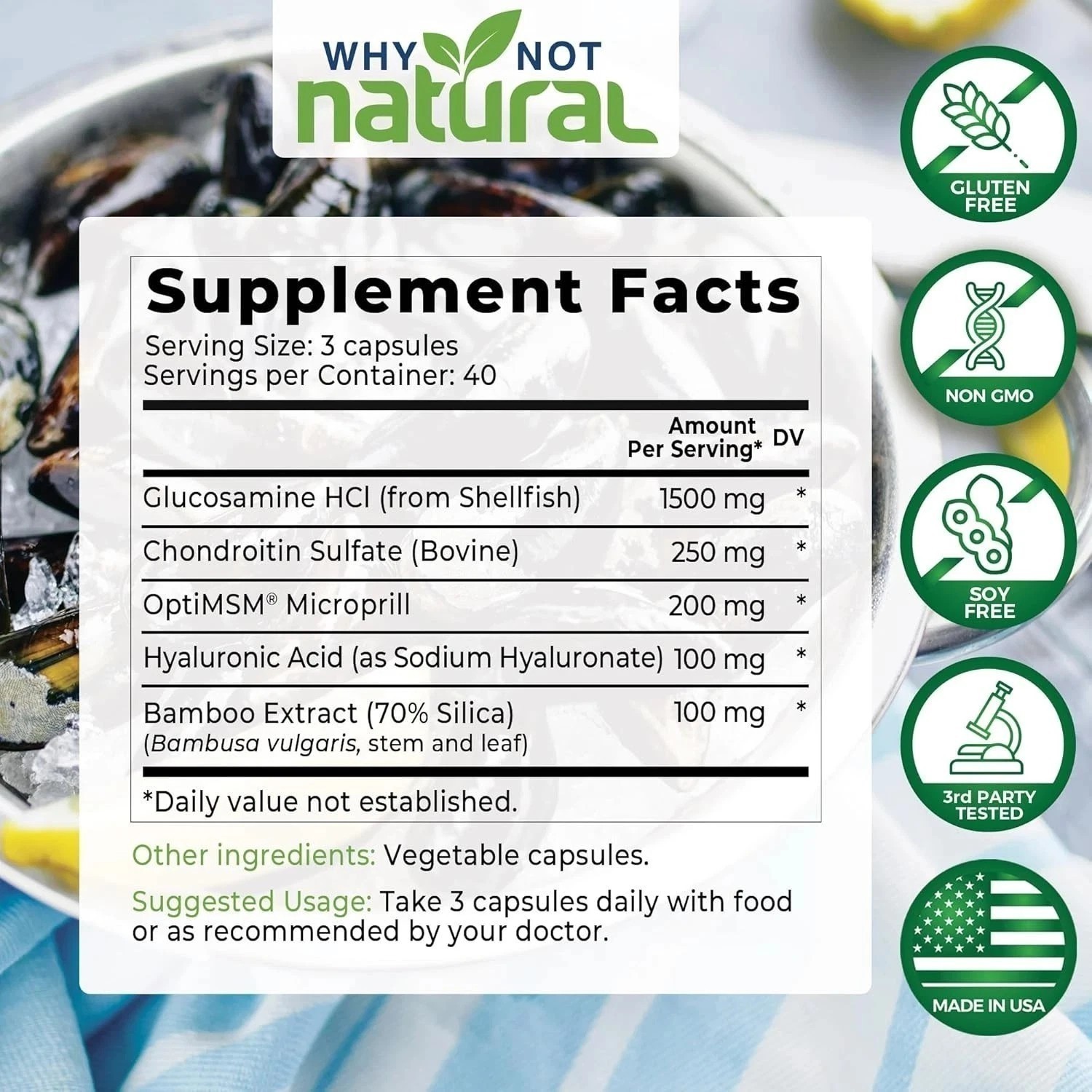 Why Not Natural Joint Support 2150mg – Glucosamine,Chondroitin,Hyaluronic Acid