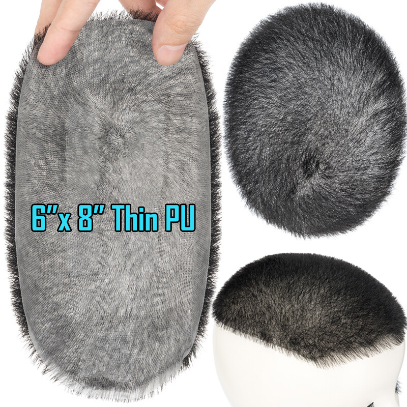 Mens Human Hair Toupee Ultra Thin Skin PU Hairpiece System Wig Short Buzz Cut US
