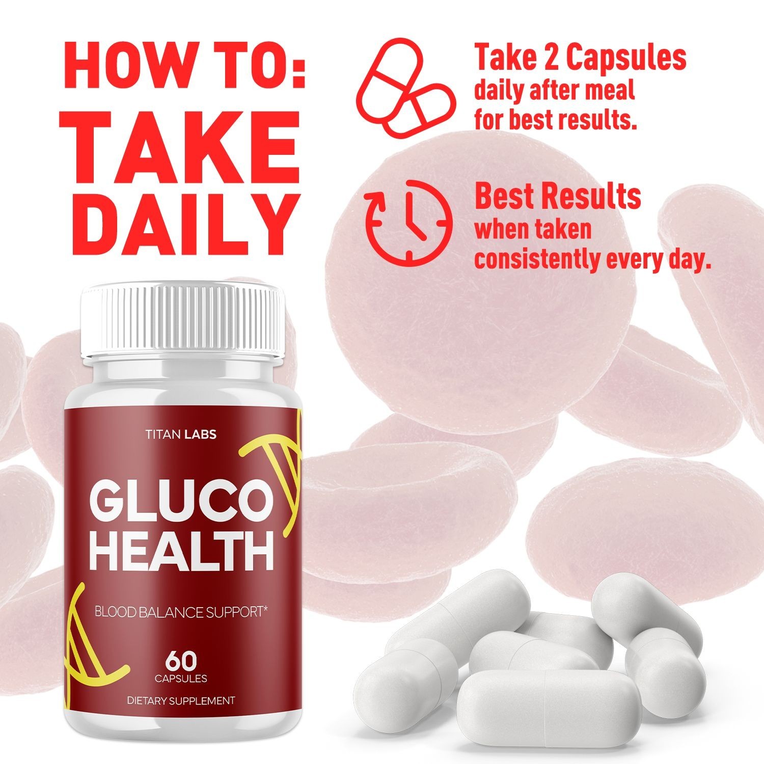 (1 Pack) Gluco Health Advanced Blood Support Supplement GlucoHealth 60 Capsules