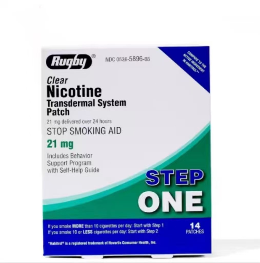 1 PACK-Rugby Clear Nicotine 21mg Transdermal System Patch Step Exp 06/2028