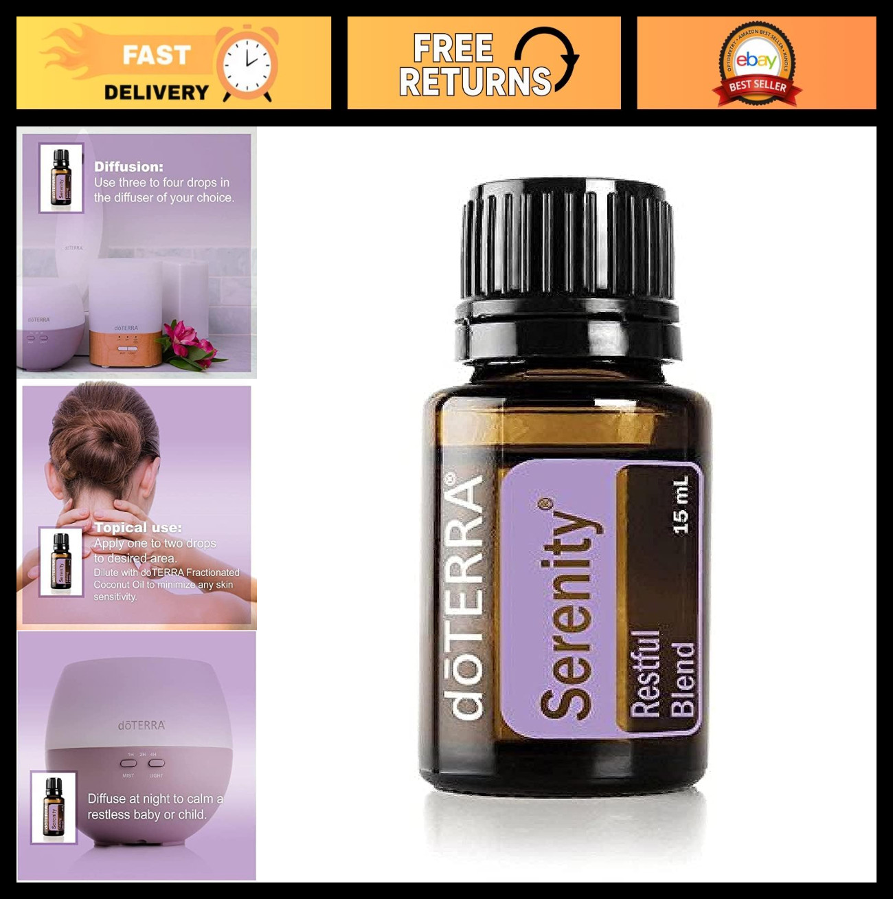 Restful Serenity Essential Oil Blend – 15 ml for Relaxation & Sleep Support