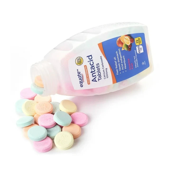 Equate Ultra Strength Antacid Chewable Tablets, Assorted Fruit, 1000 mg, 72 Ct