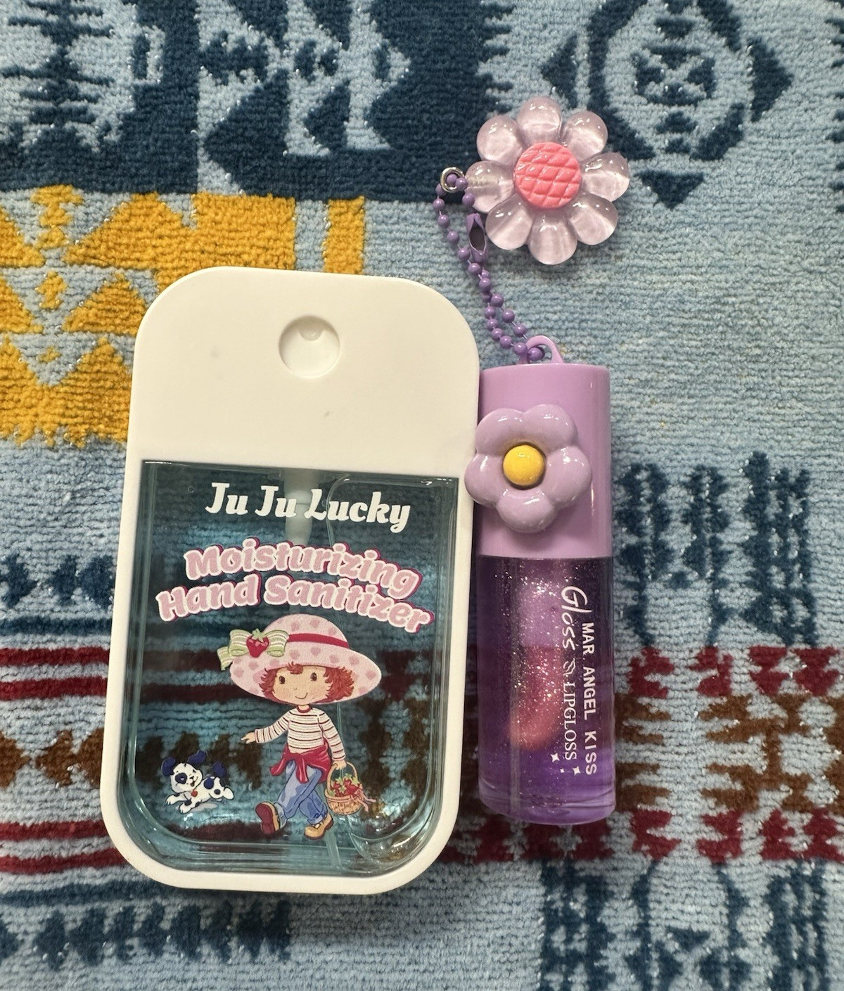 Mar Angel Kiss Lip Gloss Purple Shimmer Glitter Liquid Keychain