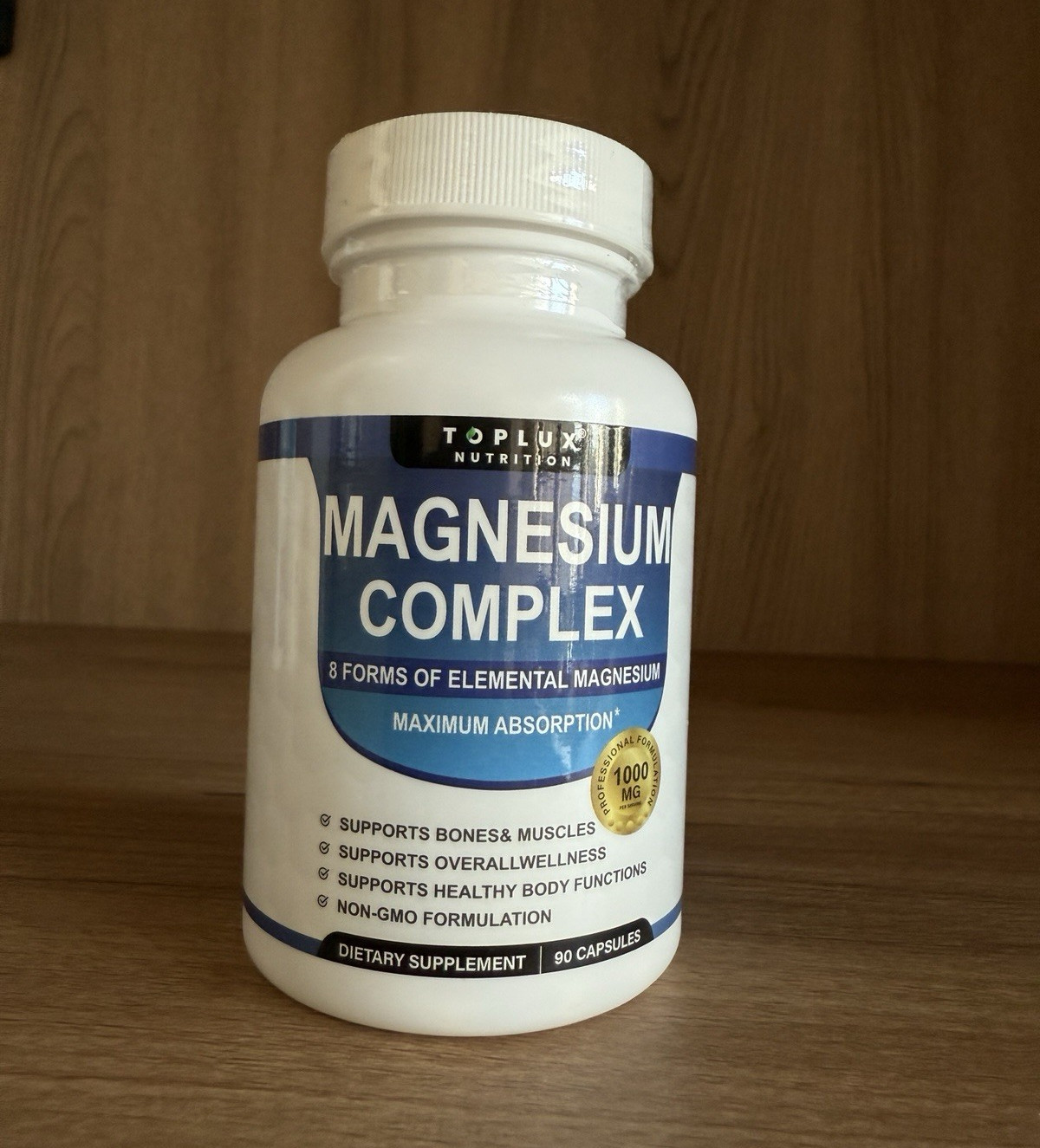 3- Packs Toplux Nutrition Magnesium Complex 1000mg Non-GMO 90 Capsules, 5 Forms