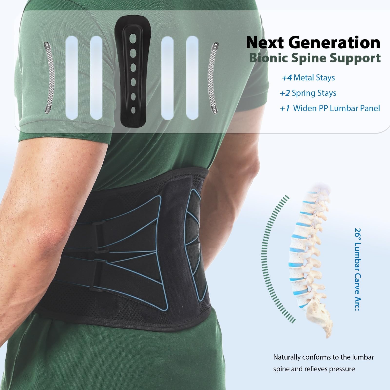 Adjustable Back Brace for Lower Back Pain Relief, Support Belt for Herniated Dis