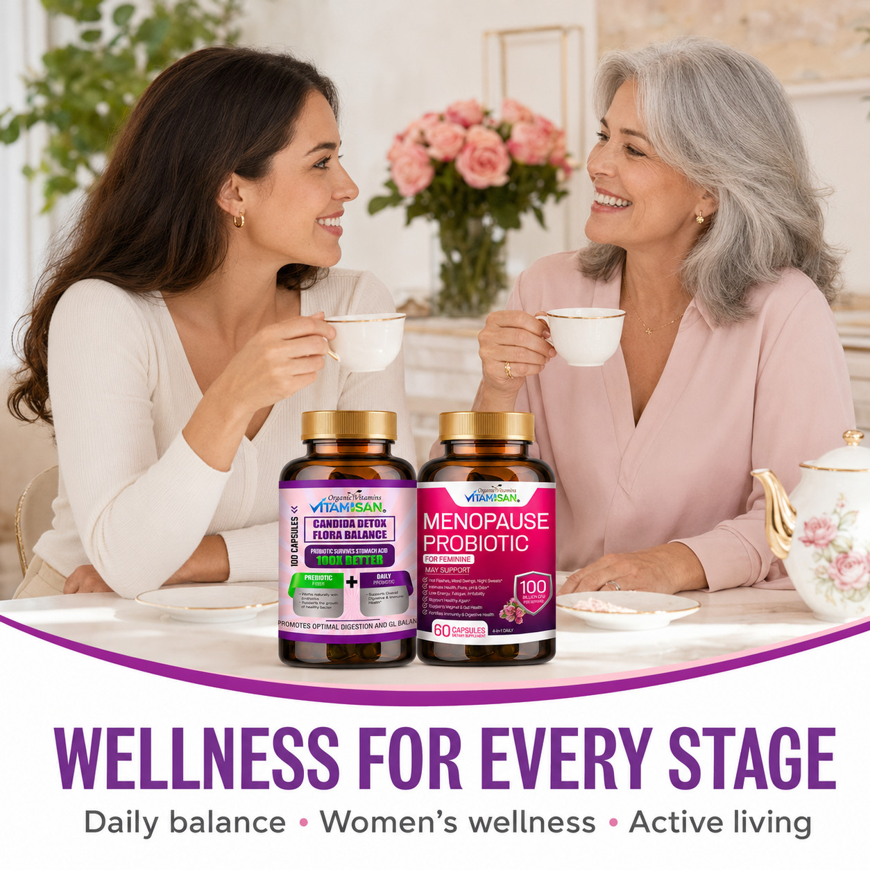 Vitamisan Flora Balance 100 Caps + Menopause Probiotic 60 Caps Women’s Wellness