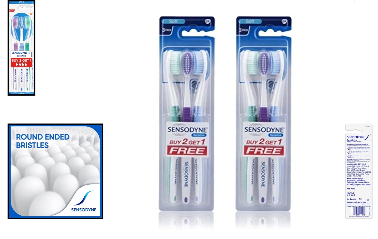 Gentle Soft Bristle Toothbrush Set for Sensitive Teeth – Pack of 6 (2×3)